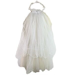 Bridal / Communion Veil 2 Layer Organza with Head Piece White
